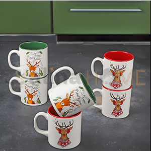 KSV KUPA PORSELEN DEER CHRİSTMAS ÇİFT RENK SİLİNDİRİK KUPA 1*24