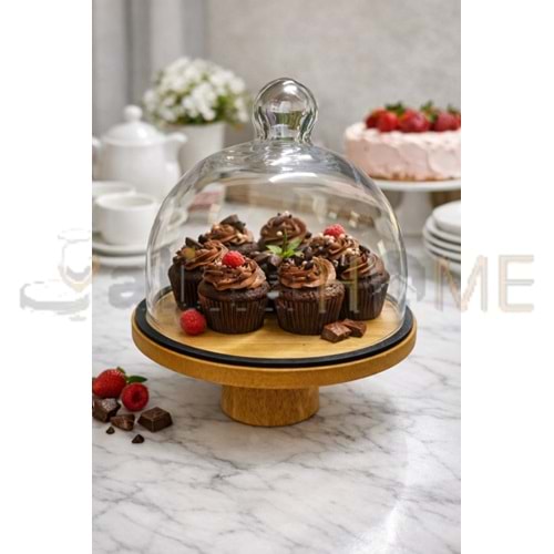 EGE KEK FANUSU CAM KAPAKLI BAMBU AYAKLI 20 CM 1*18