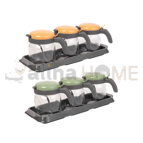 HEREVİN BAHARATLIK CAM KAŞIKLI STANDLI 3 LÜ 425 ML 1*8