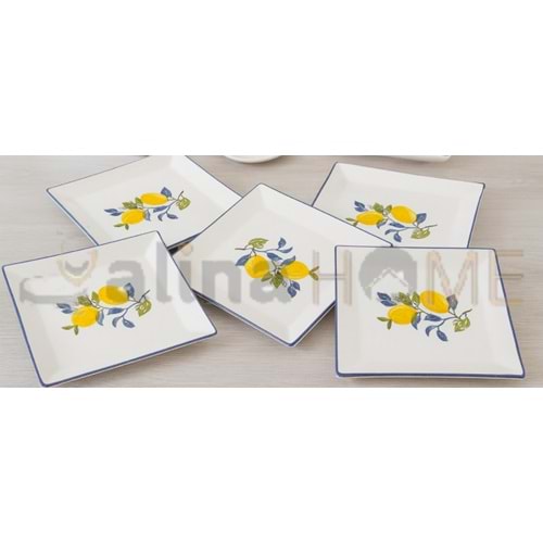 ÜLGER SERAMİK LİMON DESENLİ KARE SERVİS TABAĞI 6 LI 1*4