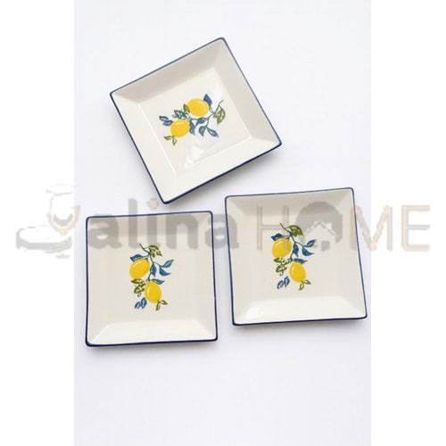 ÜLGER SERAMİK LİMON DESENLİ KARE PASTA TABAĞI 6 LI 1*6