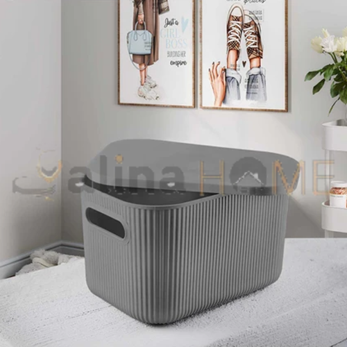 HEREVİN SEPET ÇOK AMAÇLI KAPAKLI SEPET 18 LİTRE GRİ 1*8