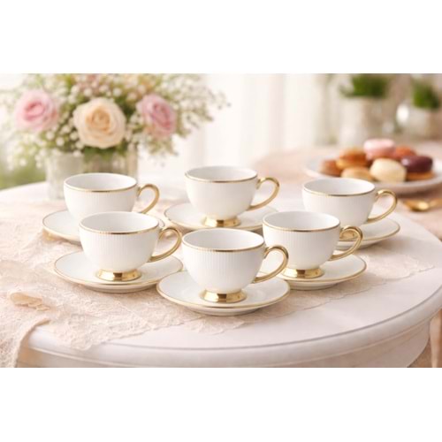 MTR PORSELEN ÇAY FİNCANI TAKIMI AYAKLI 6 LI 1*6