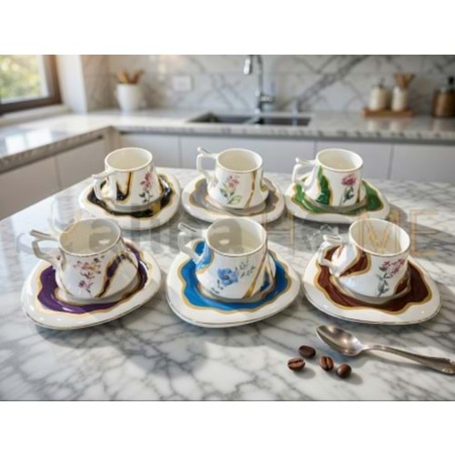 MTR PORSELEN KAHVE FİNCAN TAKIMI 6 LI 1*12