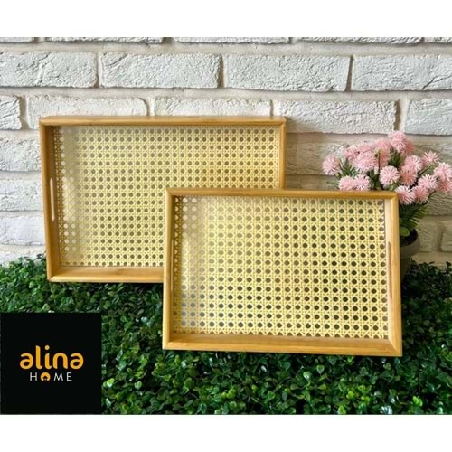 ALİNA HOME BAMBU HAZERAN 2 Lİ DİKDÖRTGEN TEPSİ 1*12