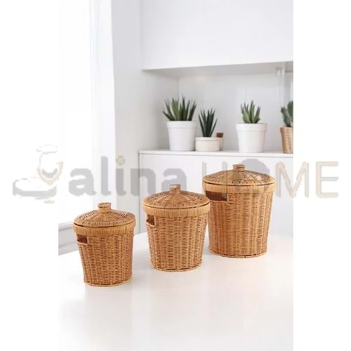MTR BAMBU 3 LÜ YUVARLAK SEPET 28-24-20 CM 1*8