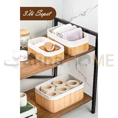 MTR BAMBU DİKDÖRTGEN 3 LÜ SEPET 1*20