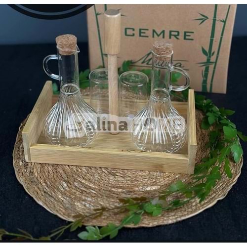 MTR BAMBU 2 Lİ STANDLI CAM YAĞDANLIK 1*16