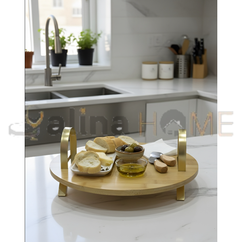 MTR BAMBU SUNUMLUK YUVARLAK AYAKLI VE TUTMALI 32 CM 1*36