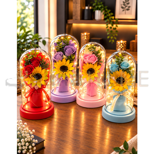 MTR FANUS GÜL VE PAPATYA BUKETİ IŞIKLI VE PİLLİ 20 CM 1*36