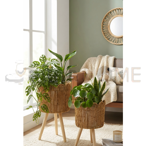 MTR HASIR SEPET AYAKLI 2 Lİ YUVARLAK 27x20-23x19 CM 1*12