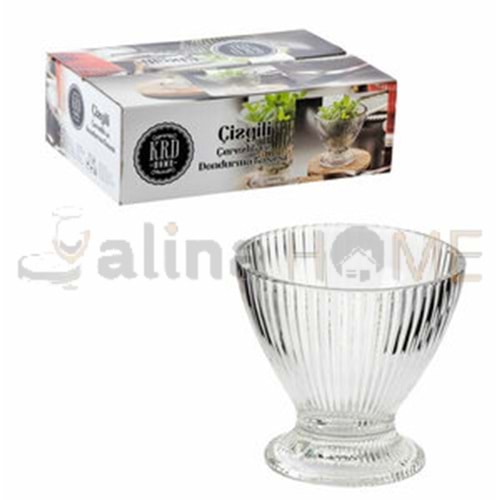 KRD CAM ÇİZGİLİ ÇEREZLİK VE DONDURMA KASESİ 6 LI 3L300014 1*8