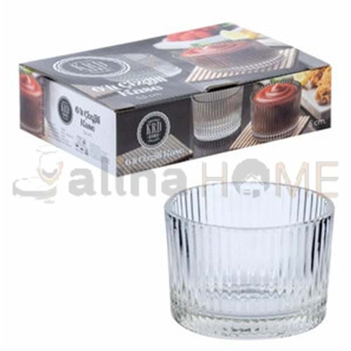 KRD CAM 6 LI ÇİZGİLİ LOKUMLUK 5,5 CM KASE 1*12