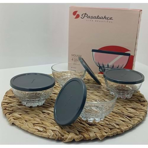 PAŞABAHÇE KAPAKLI MOUSSE KASE 4 LÜ 1*6