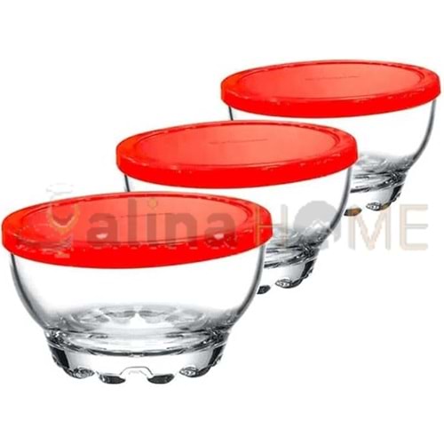 PAŞABAHÇE KASE KARAMAN 3 LÜ KASE KAPAKLI 1*8