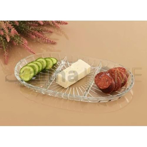 PAŞABAHÇE CAM SERVİS TABAĞI ELEGANT BÖLMELİ OVAL 28x16 CM 1*6