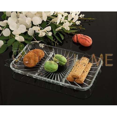 PAŞABAHÇE CAM SERVİS TABAĞI ELEGANT BÖLMELİ DİKDÖRTGEN 28x16 CM 1*6