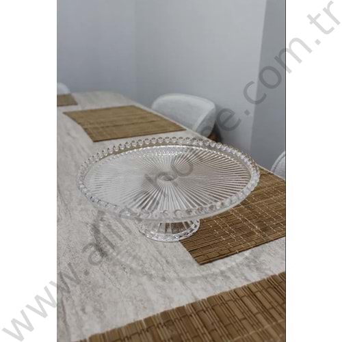 GLASSCOM BONCUKLU AYAKLI SUNUM TABAK 9006-2 1*6
