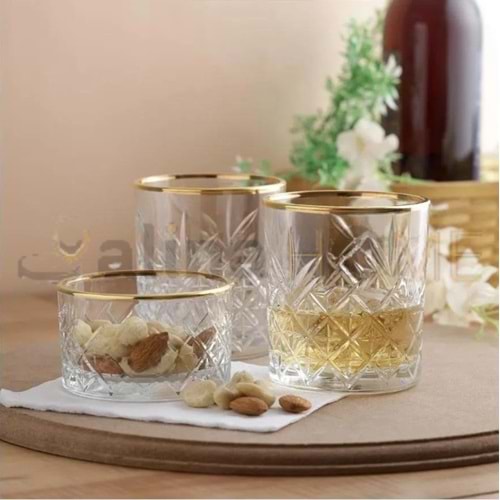 PAŞABAHÇE TİMELESS CAM KASE ALTIN YALDIZLI 3 LÜ SET 1*4