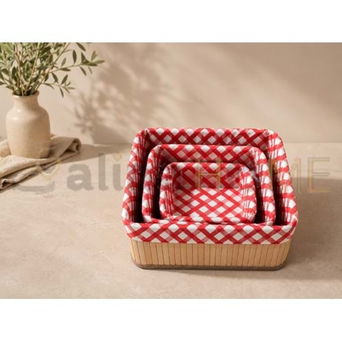 AJE BAMBU SEPET ÇOK AMAÇLI KARE 3 LÜ 17-21-25 CM 1*12