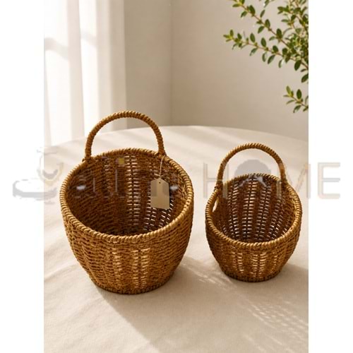 AJE HASIR SEPET RATTAN GÖRÜNÜMLÜ 2 Lİ ASILABİLİR 11-14 CM 1*80