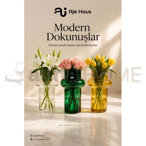 AJE CAM VAZO RENKLİ BOĞUMLU DEKORATİF VAZO 25 CM 1*24