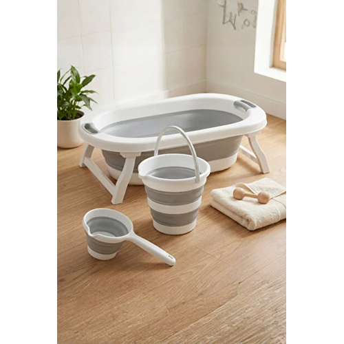 BEE HOME KATLANABİLİR BEBEK BANYO SETİ KÜVET-KOVA-MAŞRAPA SETİ