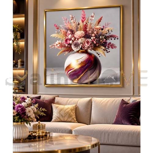 ALP TABLO KABARTMA LÜKS TAŞLI DEKORATİF TABLO 66x66 CM 1*16