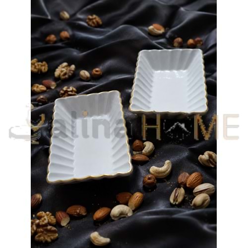 ASEL SERAMİK KAHVALTILIK DİKDÖRTGEN BEYAZ ÇEREZLİK 14x9 CM 1*68