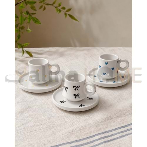 ASEL SERAMİK FİNCAN 2 Lİ DEKORLU KAHVE TAKIMI 1*25