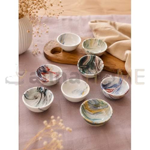 ASEL SERAMİK ÇEREZLİK 6 LI MERMER DESEN SOSLUK 1*40