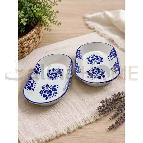 ASEL SERAMİK KAYIK MAVİ DEKORLU OVAL KAYIK 24,5 CM 1*24