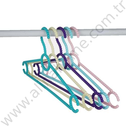 AVCILAR PLASTİK ELBİSE ASKIKSI BONCUKLU RENKLİ 6 LI ASKI 1*48