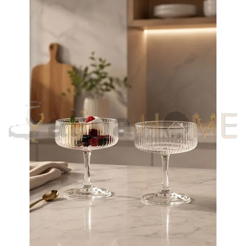 İBODİ CAM BATONİCAL 2 Lİ DONDURMA KASESİ ÇİZGİLİ AYAKLI 1*24