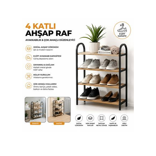 BEE HOME AYAKKABILIK DOĞAL AHŞAP AYAKKABI ÜNİTESİ 1*18