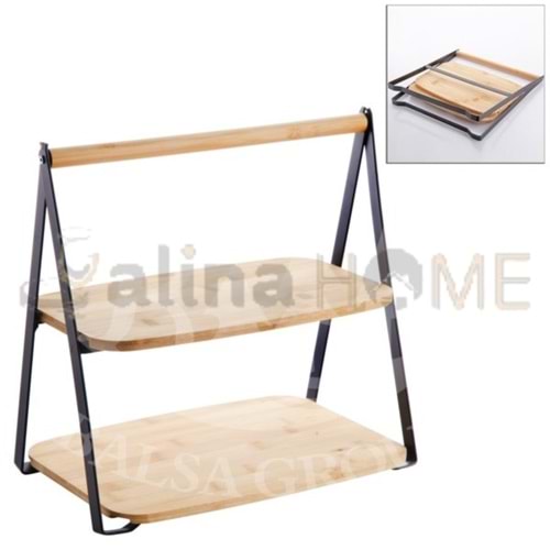 BALSA BAMBU SUNUMLUK 2 KATLI 28x20x27 CM 1*10