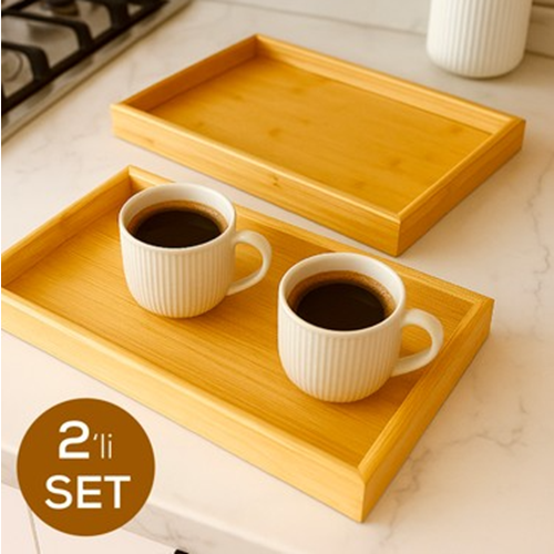 BZD IVORY BAMBU 2 Lİ TEPSİ 35x25&40x30 CM 1*24