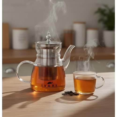 BZD IVORY CAM DEMLİK SÜZGEÇLİ BOROSİLİKAT 600 ML 1*36