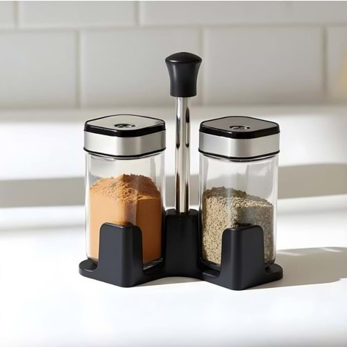 BZD IVORY CAM TUZLUK&BAHARATLIK 2 Lİ GÜMÜŞ STANDLI 1*42