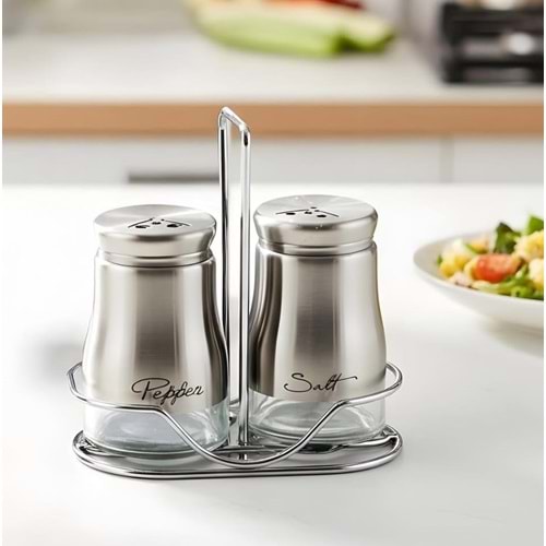 BZD IVORY CAM TUZLUK&BAHARATLIK 2 Lİ ÇELİK STANDLI 1*60