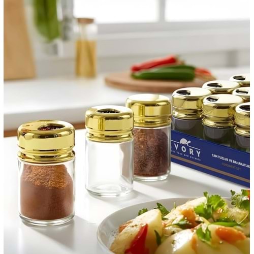 BZD IVORY CAM TUZLUK&BAHARATLIK GOLD KAPAK 12 Lİ 1*12