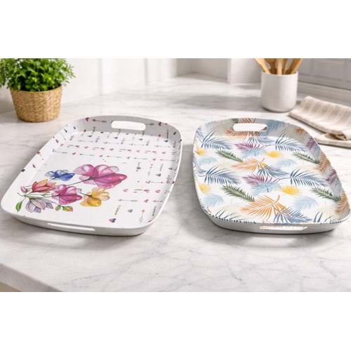 KRD MELAMİN TEPSİ ÇEŞME KULPLU TEPSİ 40x28 CM 1*50