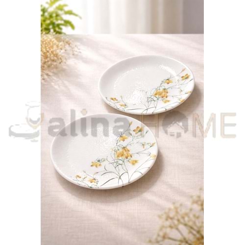 ALİNA HOME SARI ÇİĞDEM YUVARLAK TATLI TABAĞI 14,5x14,5 CM 1*20