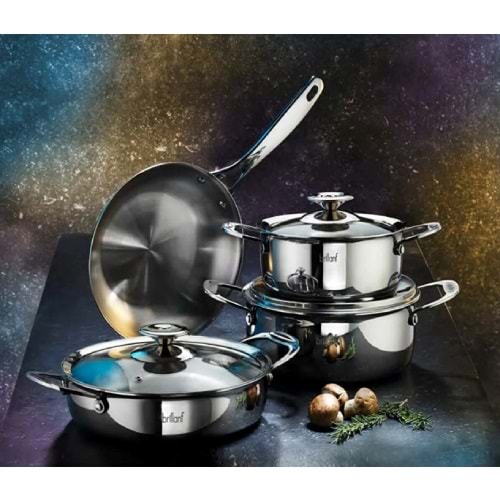 BRİLLANT 7 PARÇA BELLATRİX ÇELİK TENCERE SETİ