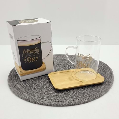 CAMBU BAMBU TABAKLI COFFE CAM KUPA 280 ML 1*36