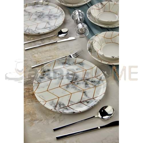 ALİNA HOME ÇİZGİLİ GOLD YUVARLAK SERVİS 26,5 CM 1*6