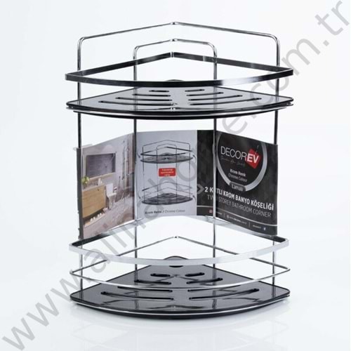 DECOREV BANYO KÖŞELİĞİ KROM 2 KATLI KRİSTAL RAF