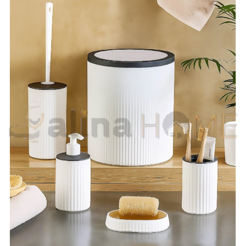 DECOREV BANYO SETİ 5 PARÇA GRİ ŞERİT 1*1