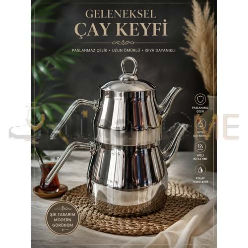 ZEN ÇAYDANLIK DEFNE ORTA BOY SİLVER KULP 1*8
