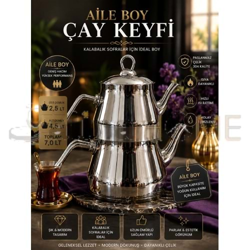 ZEN ÇAYDANLIK DEFNE AİLE BOY SİLVER KULP 1*8